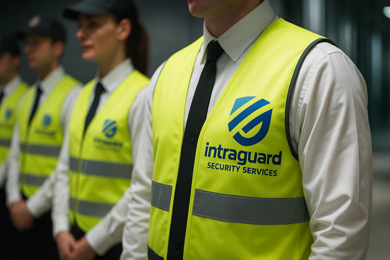 Intraguard security team patrolling an office lobby